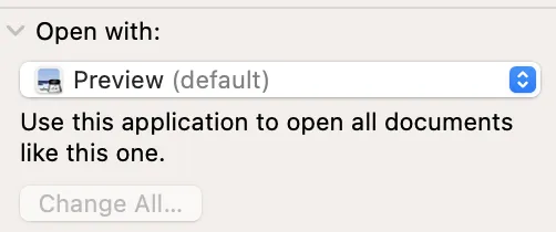 how to change default pdf viewer mac via get info