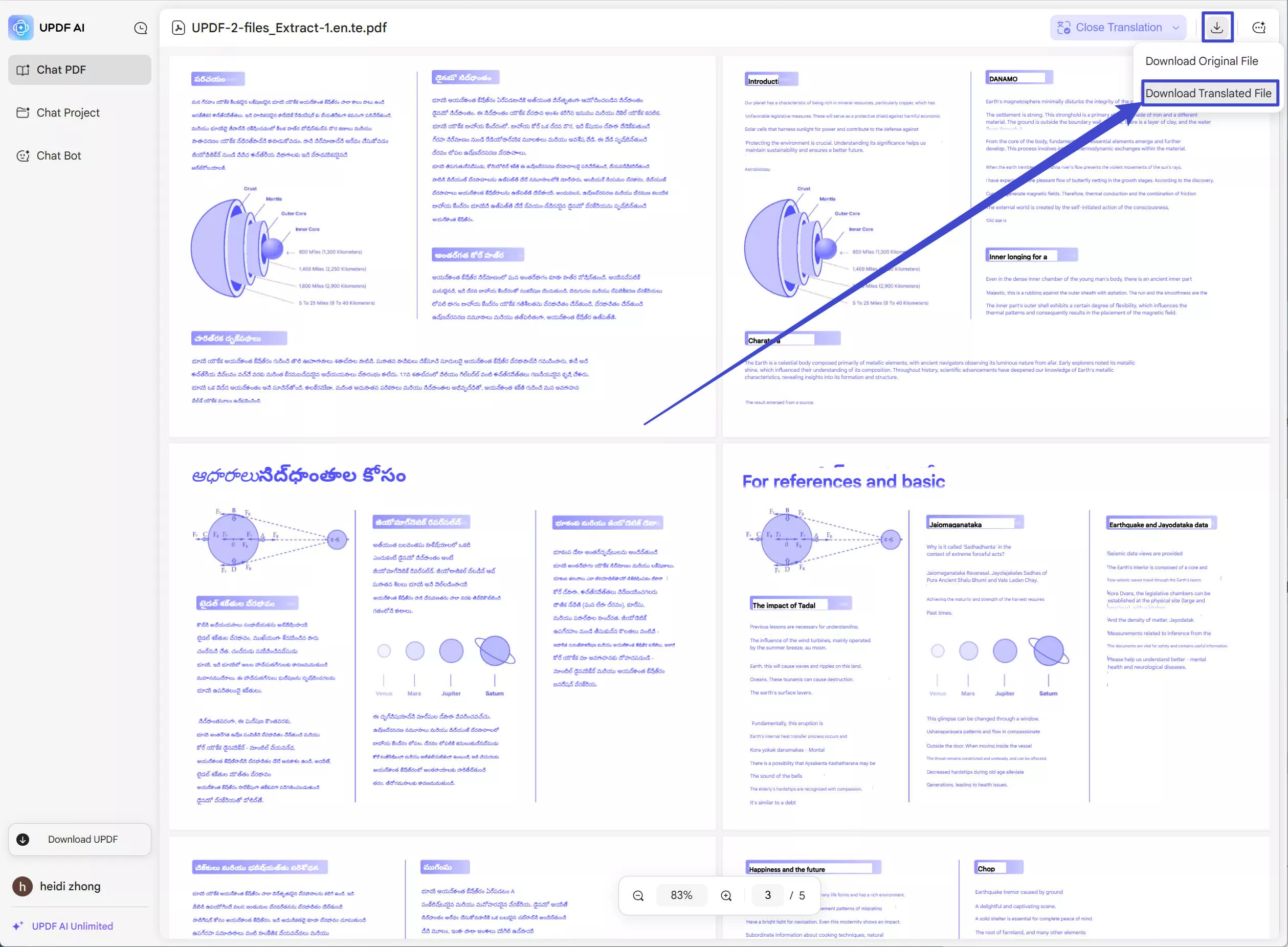download translated file with UPDF AI Online
