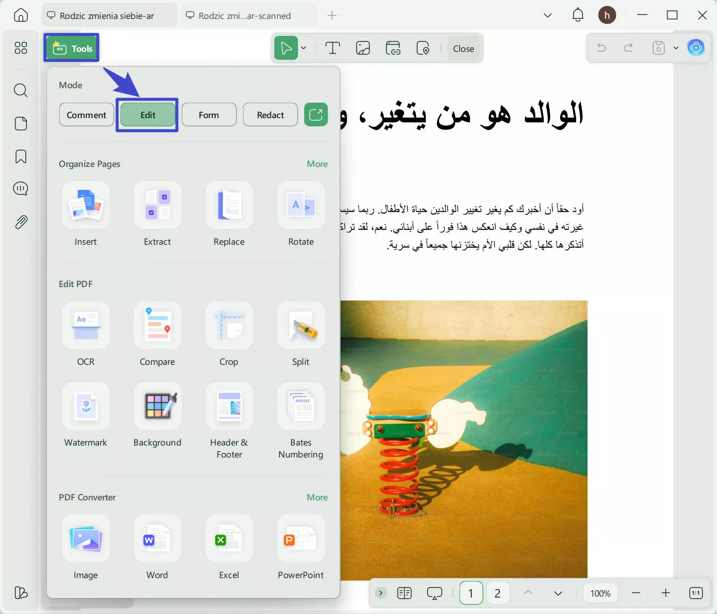 edit arabic pdf updf windows