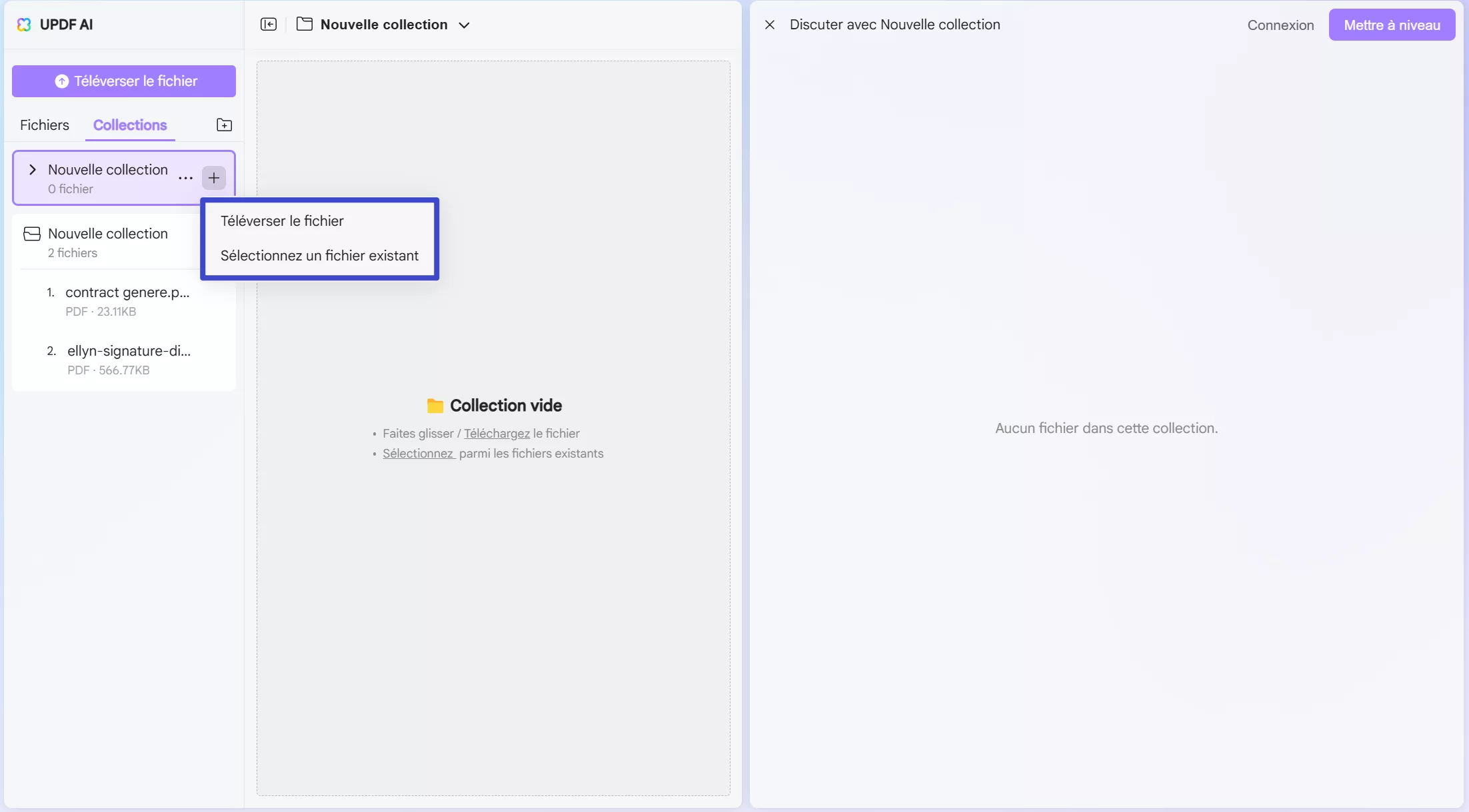 ajouter fichiers aux collections