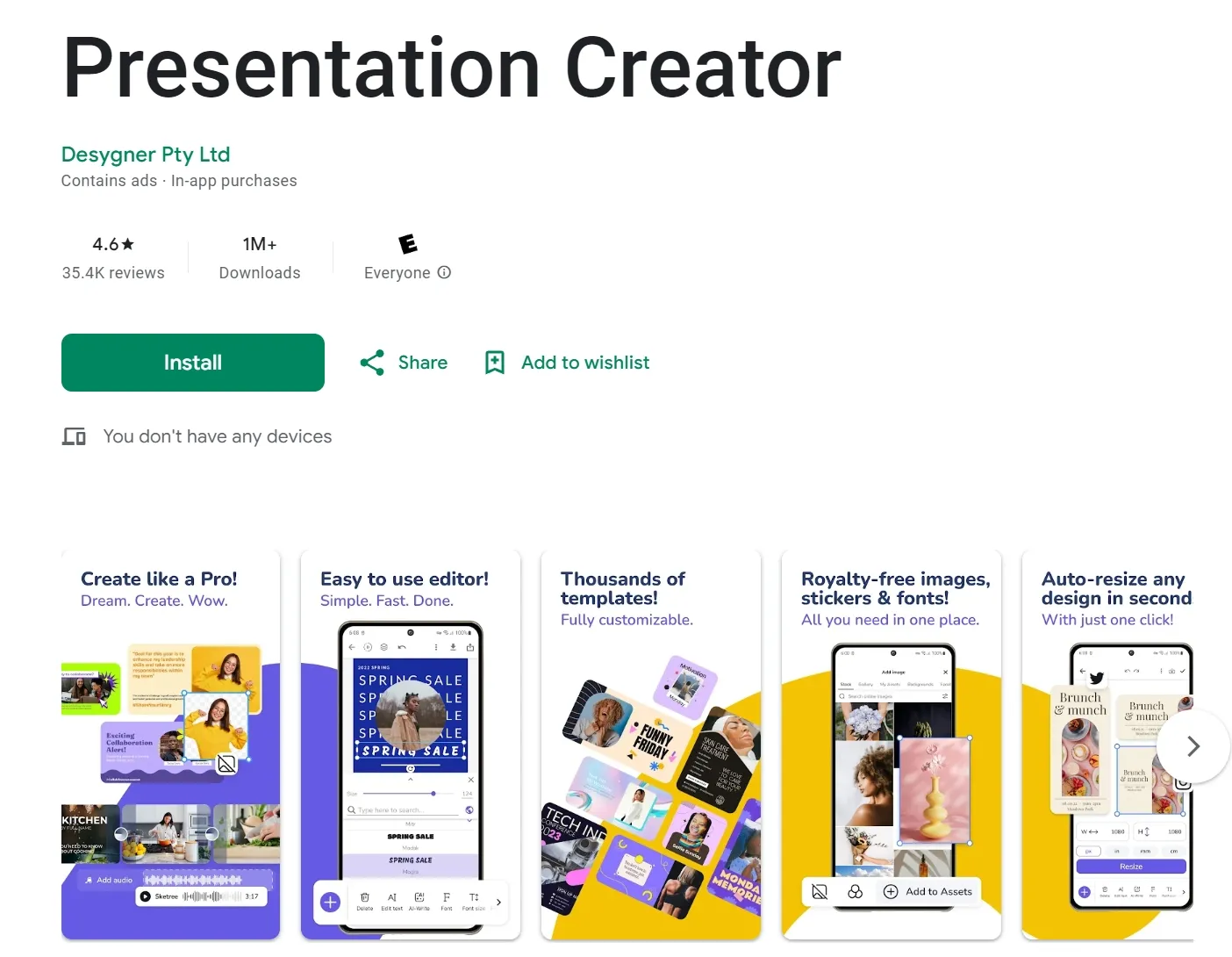keynote para android Presentation Creator