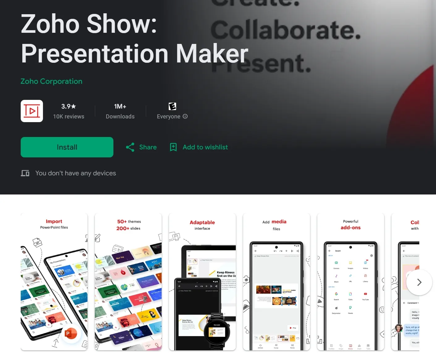keynote para android Zoho Show