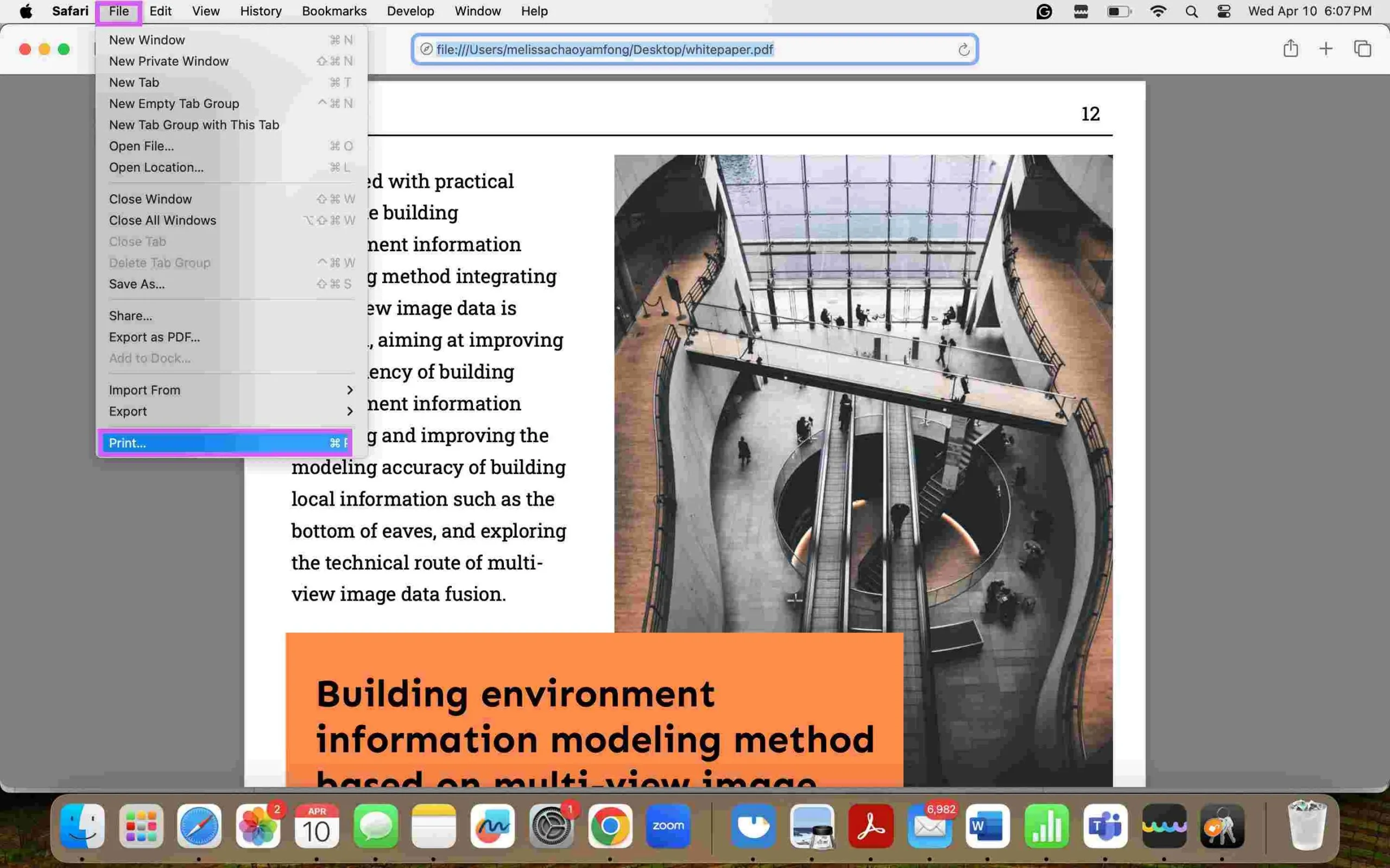 PDF in Farbe drucken Safari Datei öffnen