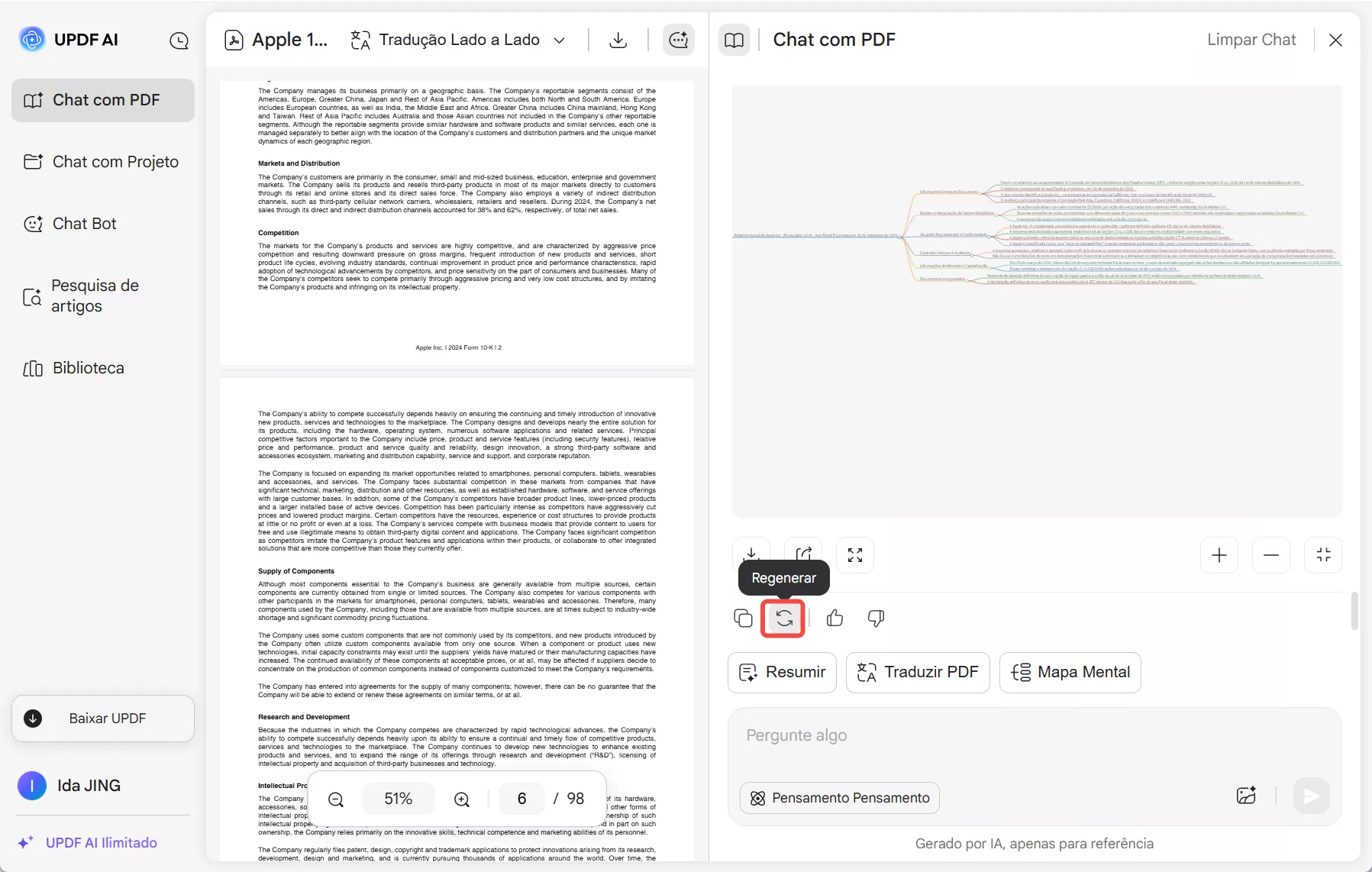 regenerar um mapa mental