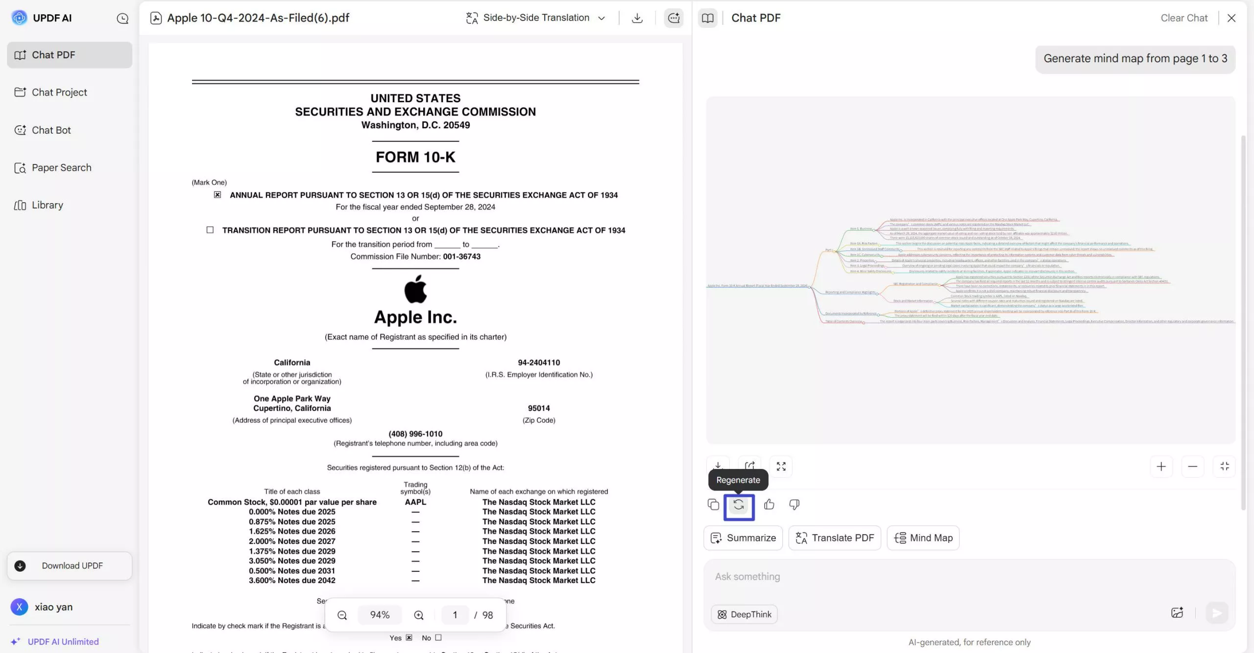 regenerate a mind map