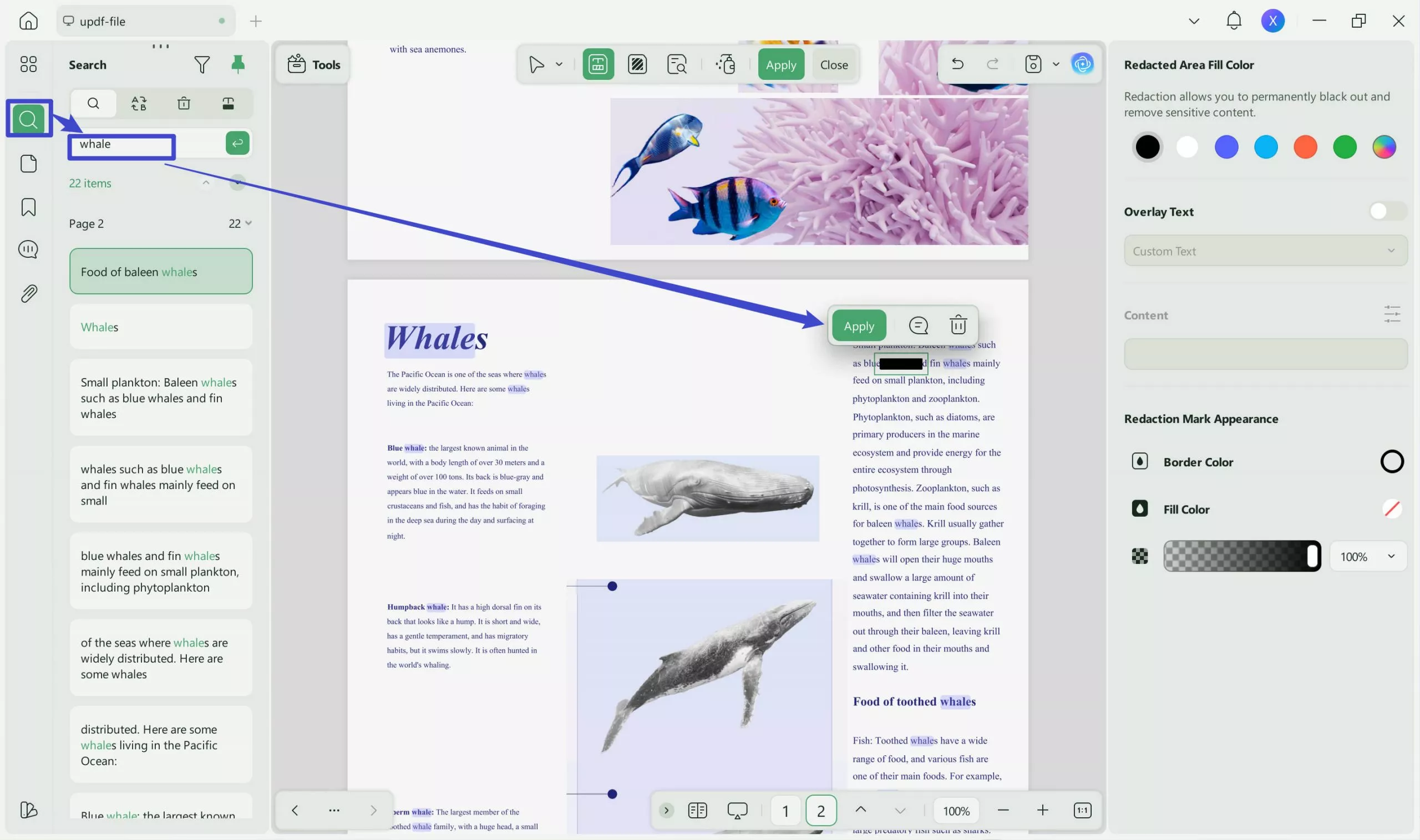 how to mask text in pdf search text