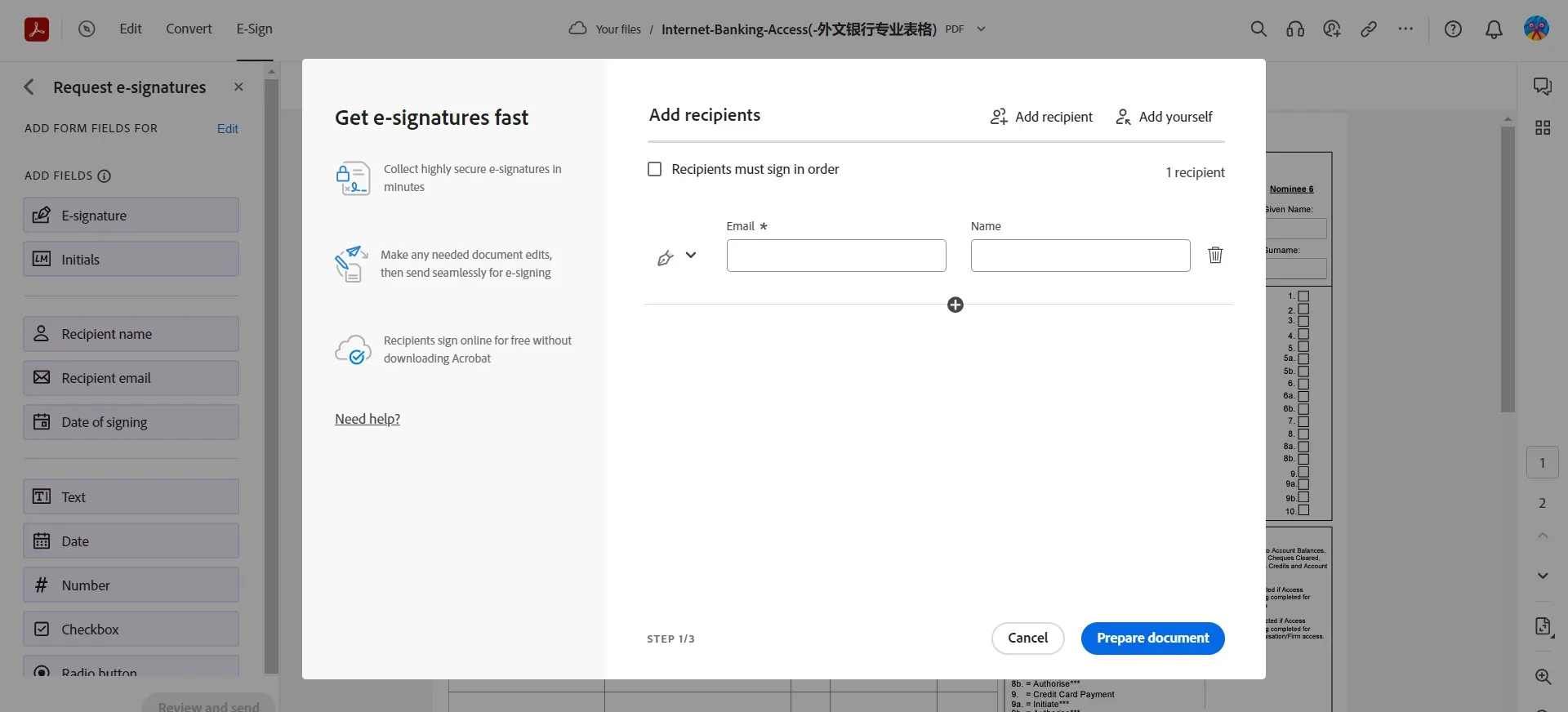 send pdf for signature adobe online