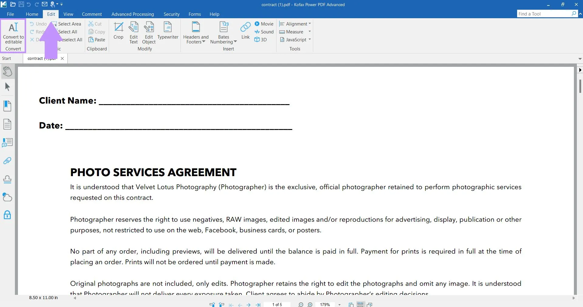 PDFの変更を追跡する tungsten power pdf convert