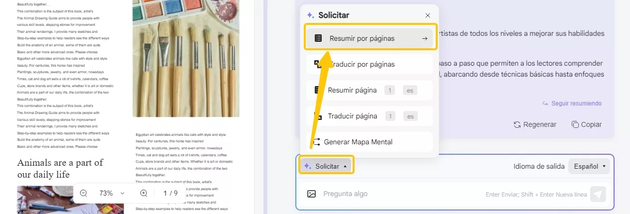 updf ai resumir por paginas