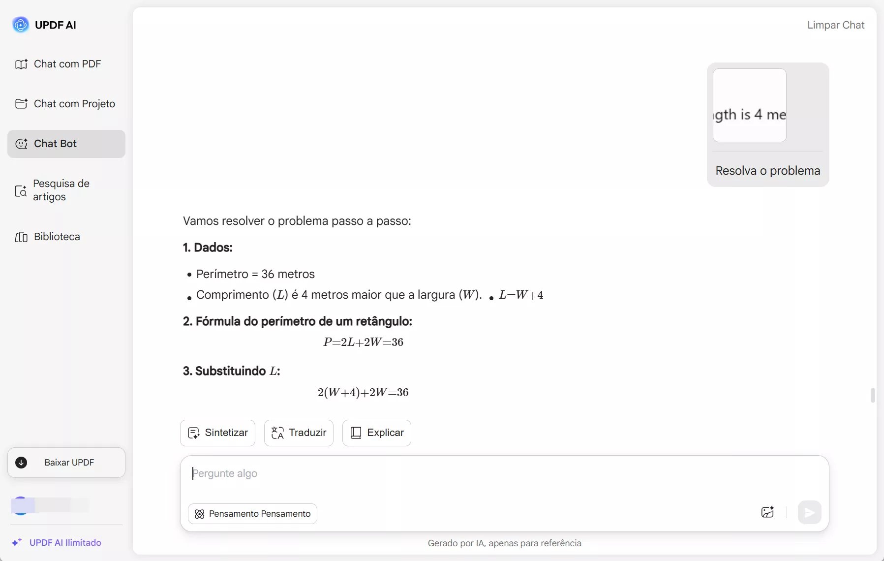 Analise o problema na imagem