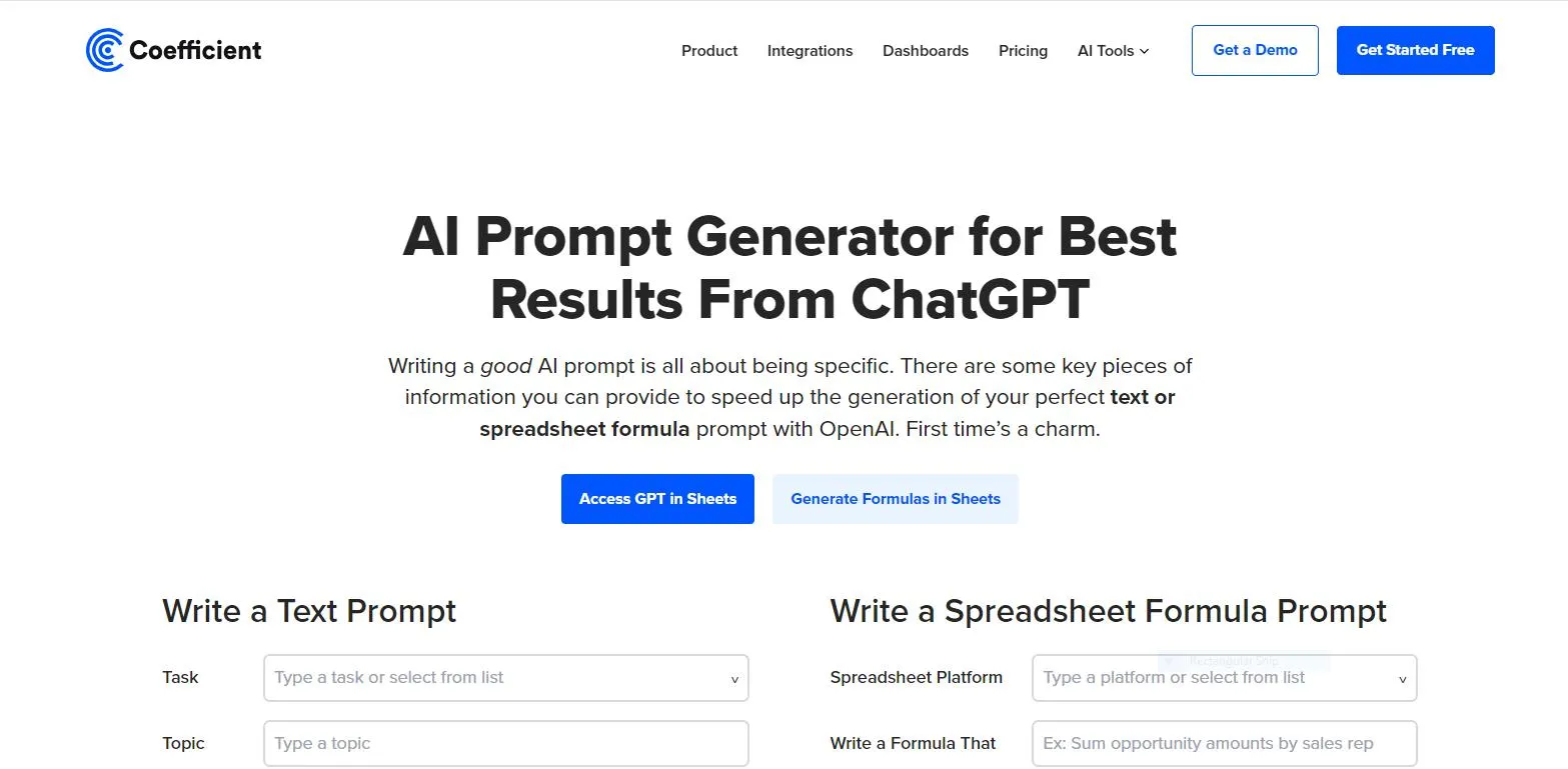 AI 프롬프트 생성기 계수 공식 웹사이트