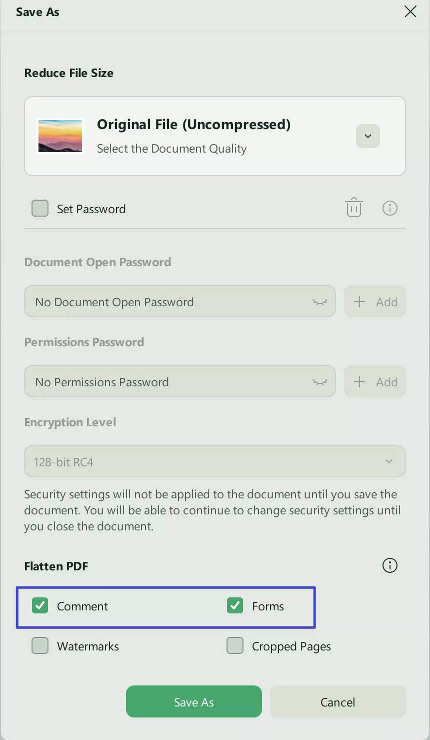 Flatten Annotations and Forms in UPDF