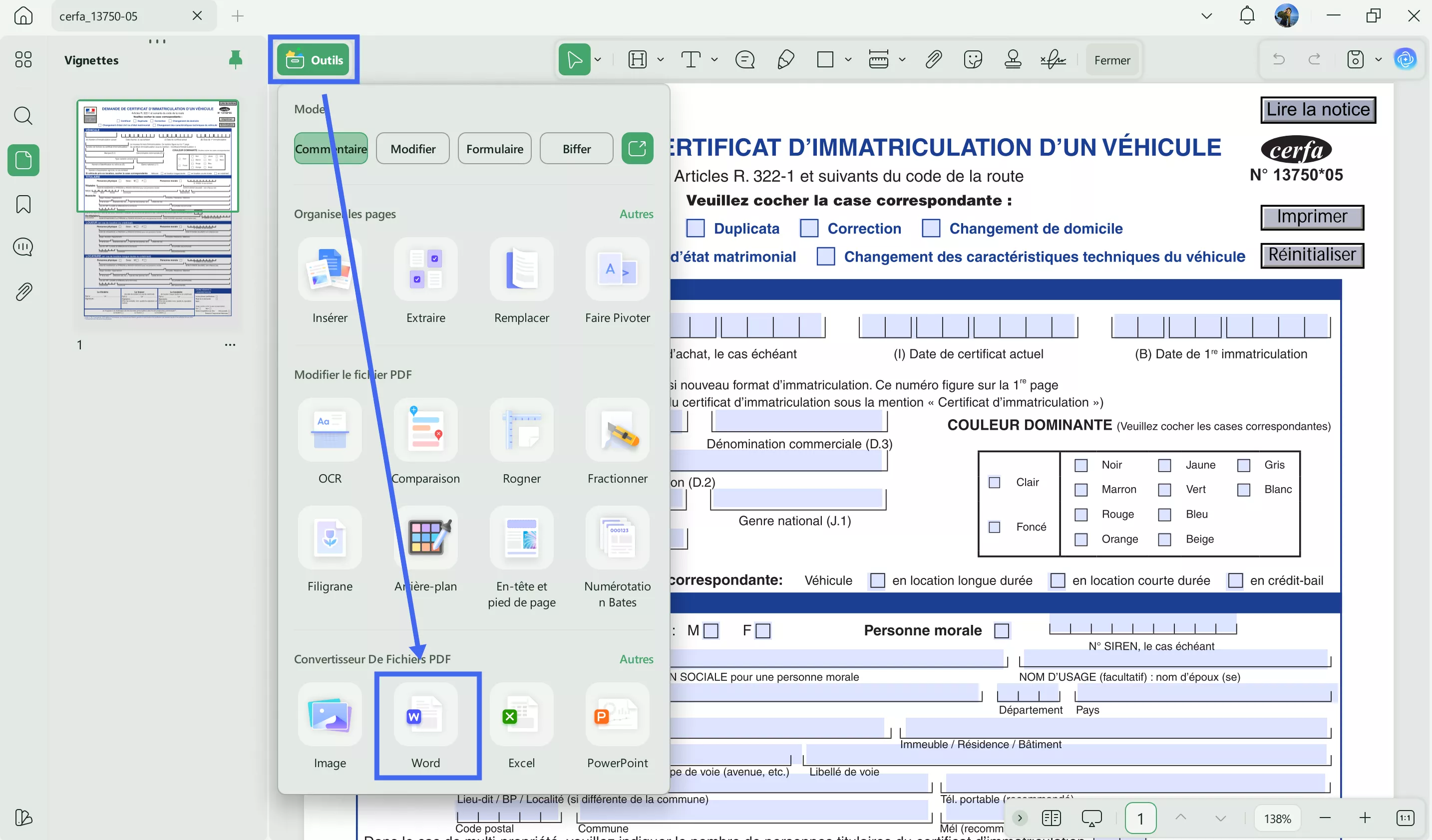 convertir pdf en Word