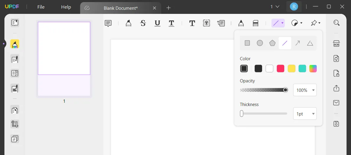 crear una tabla en pdf usar la forma de linea en UPDF