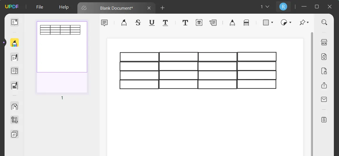 crear una tabla en pdf copiar y pegar el rectángulo para crear una tabla PDF en UPDF