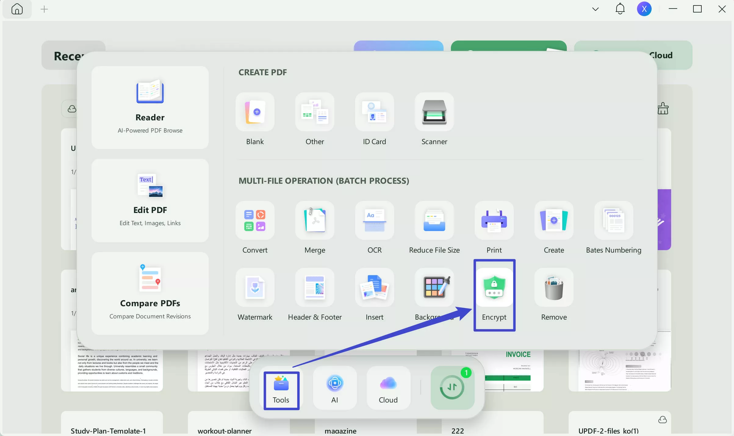 batch encrypt pdf updf
