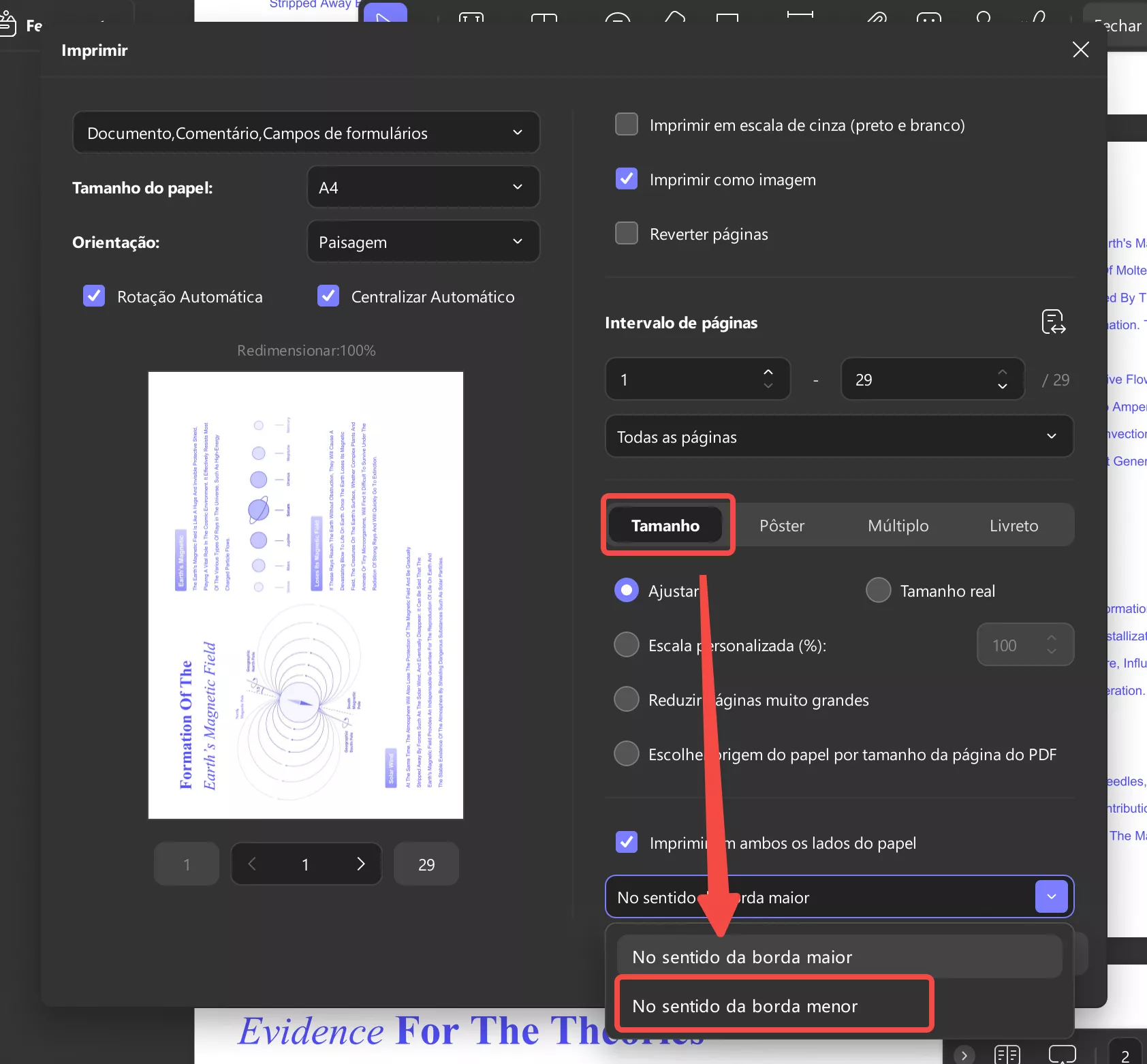 inverter na borda vertical ou horizontal