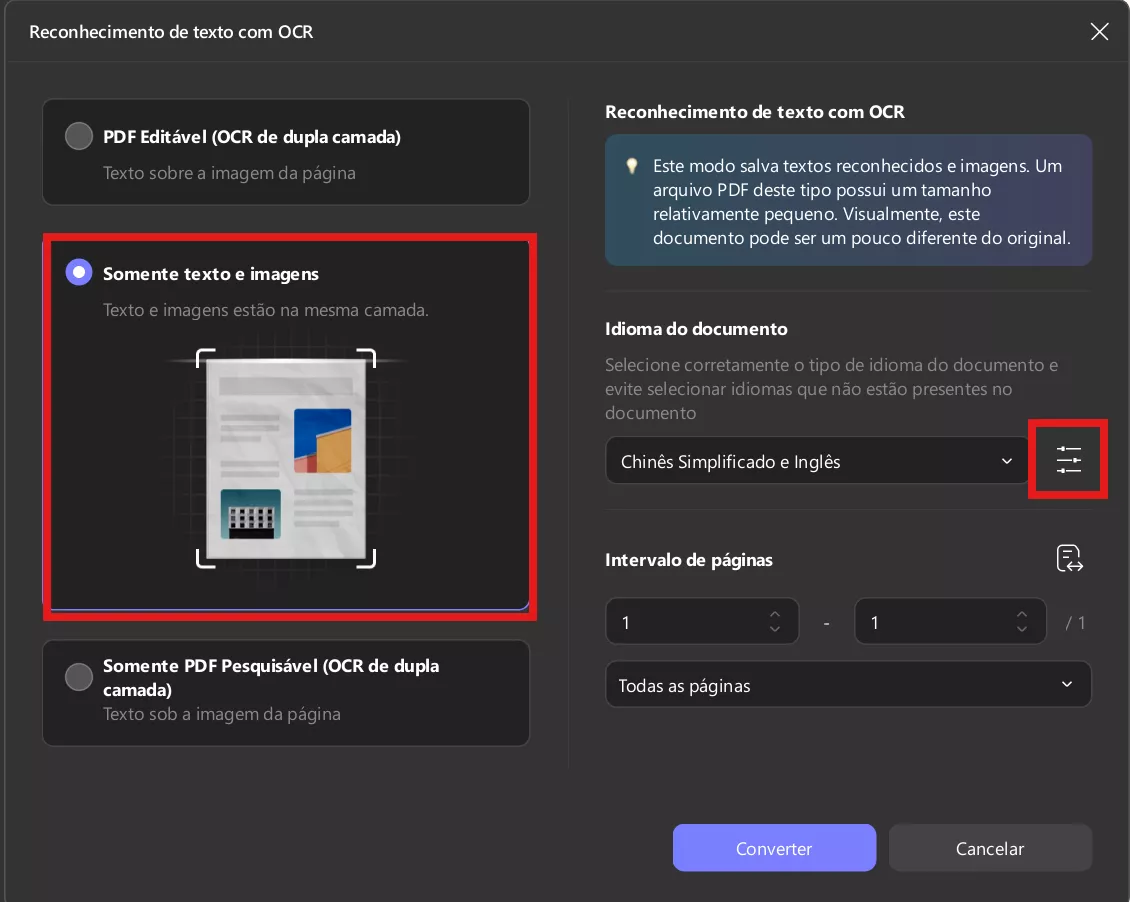 somente texto e imagens