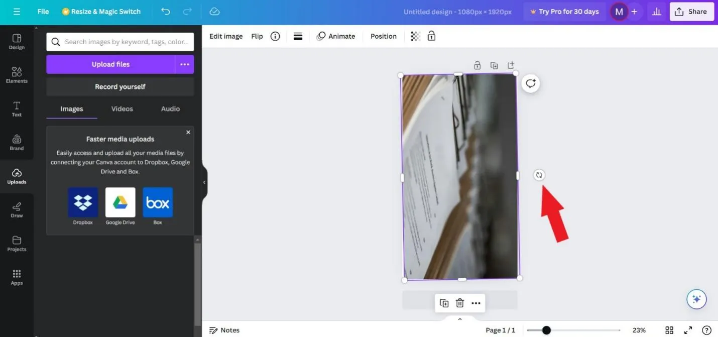 rotate image canva