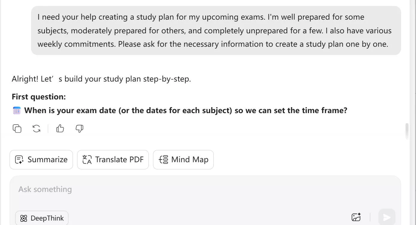 Ask UPDF's AI for a study plan