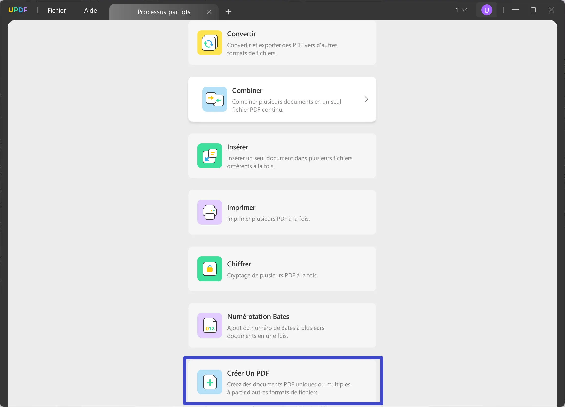 créer des PDF par lots avec UPDF