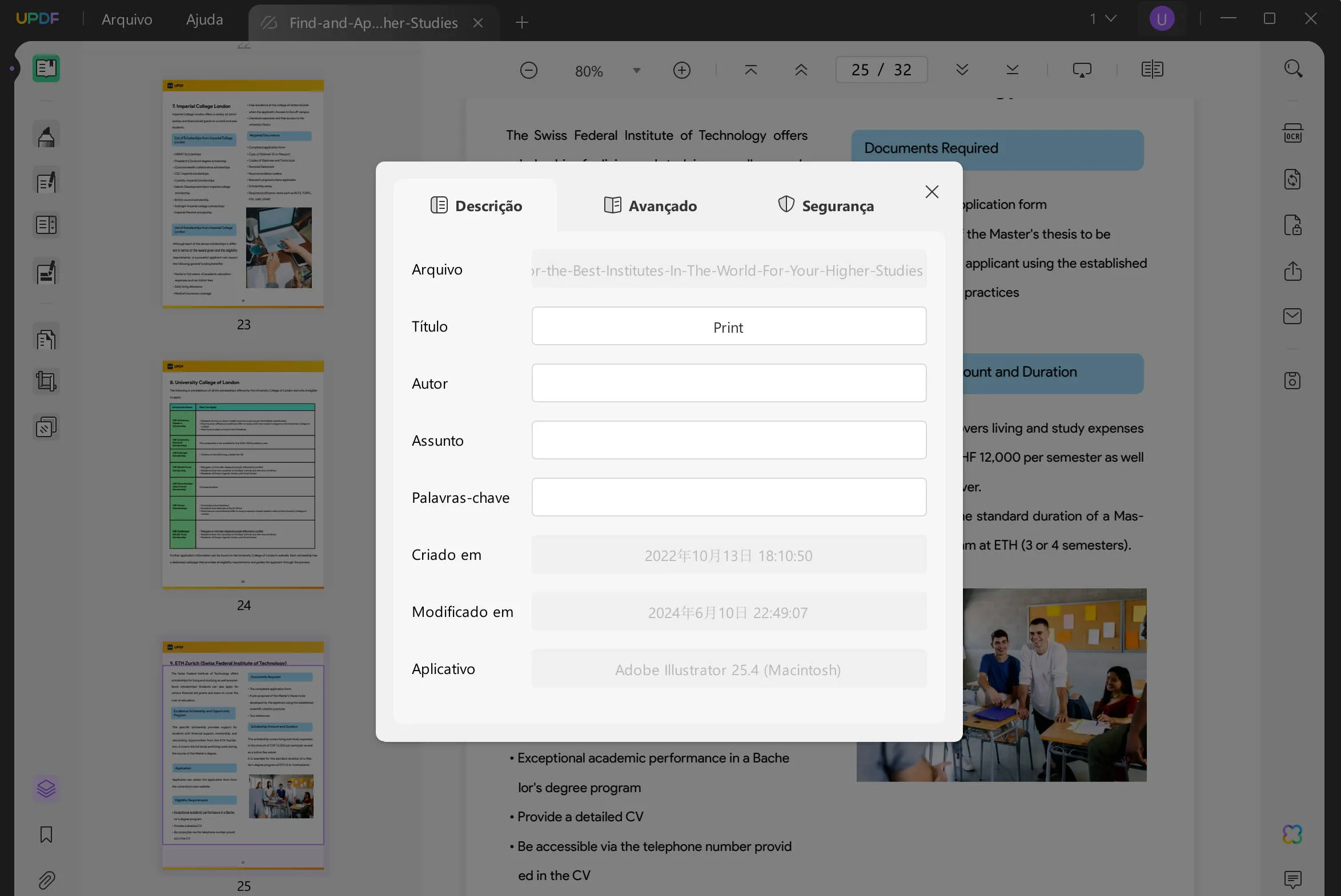 como alterar o título do pdf uppdf