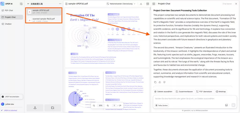 Chatten Sie mit mehreren PDF-Dateien mit UPDF AI Online Version 2