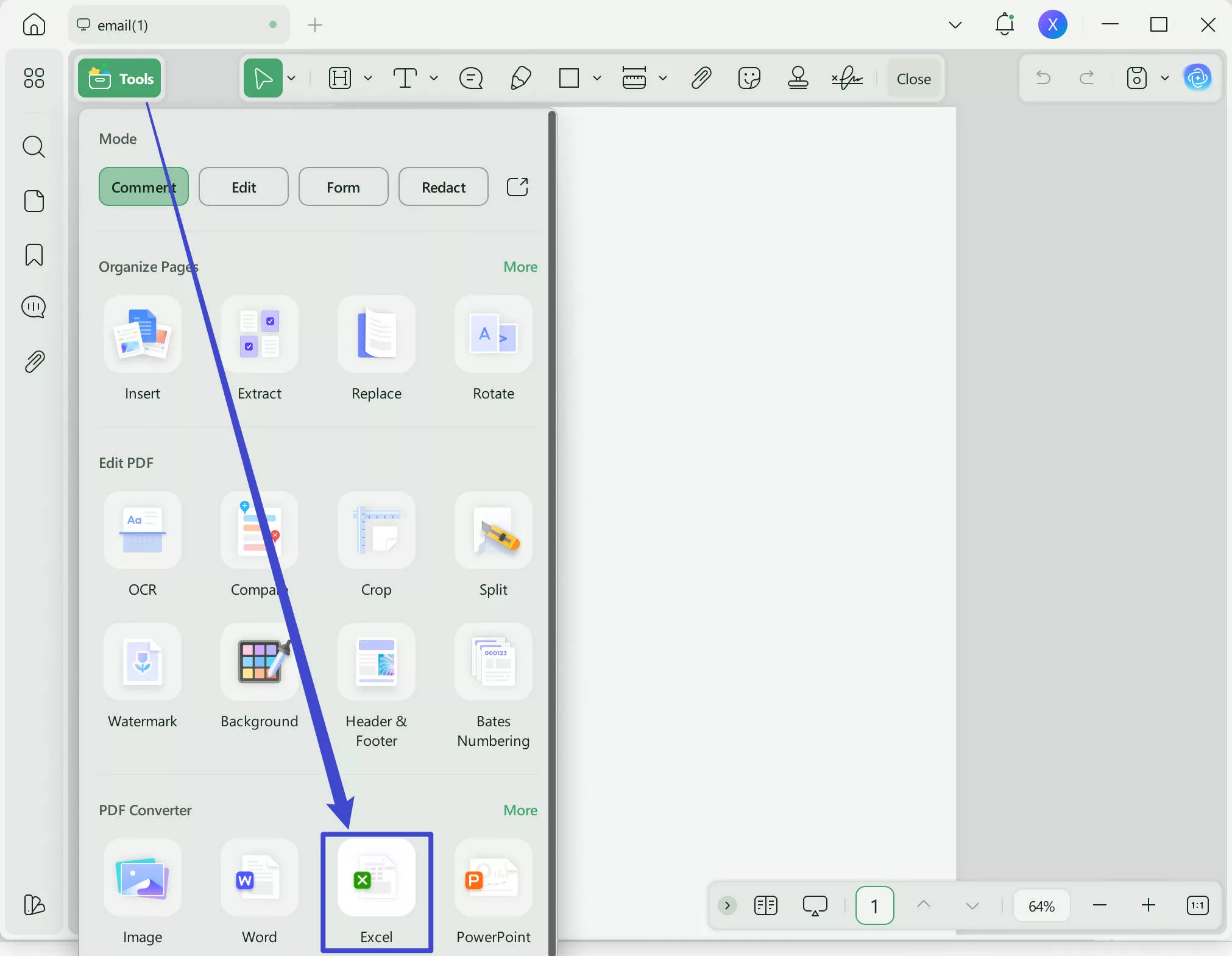 export pdf to excel to extract emails from PDF with UPDF