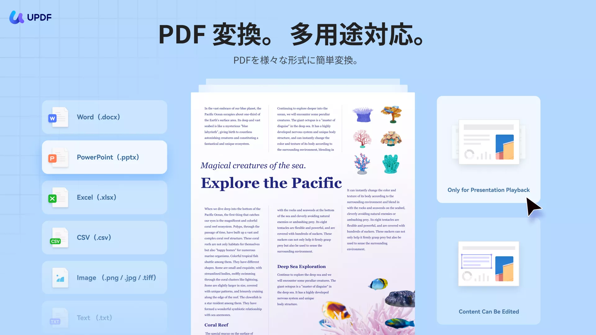 フォントを変更せずにPDFをPPTに変換する updf