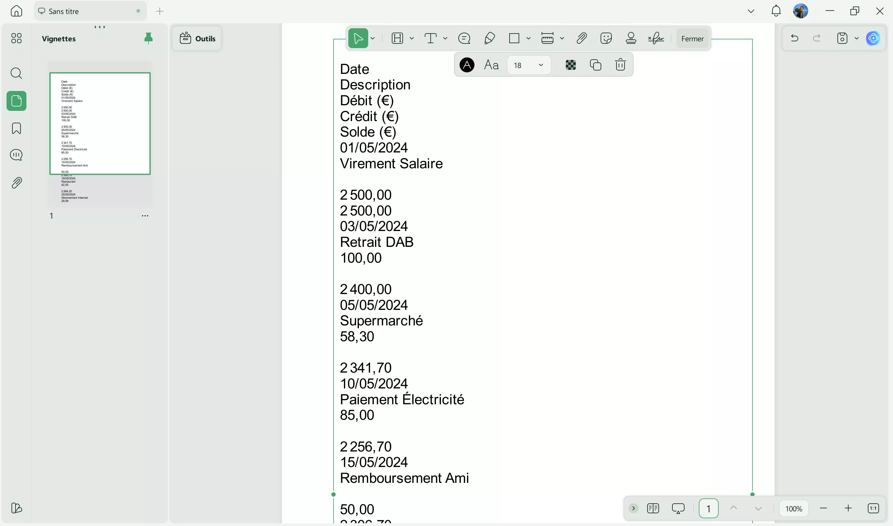 générateur de relevé bancaire updf