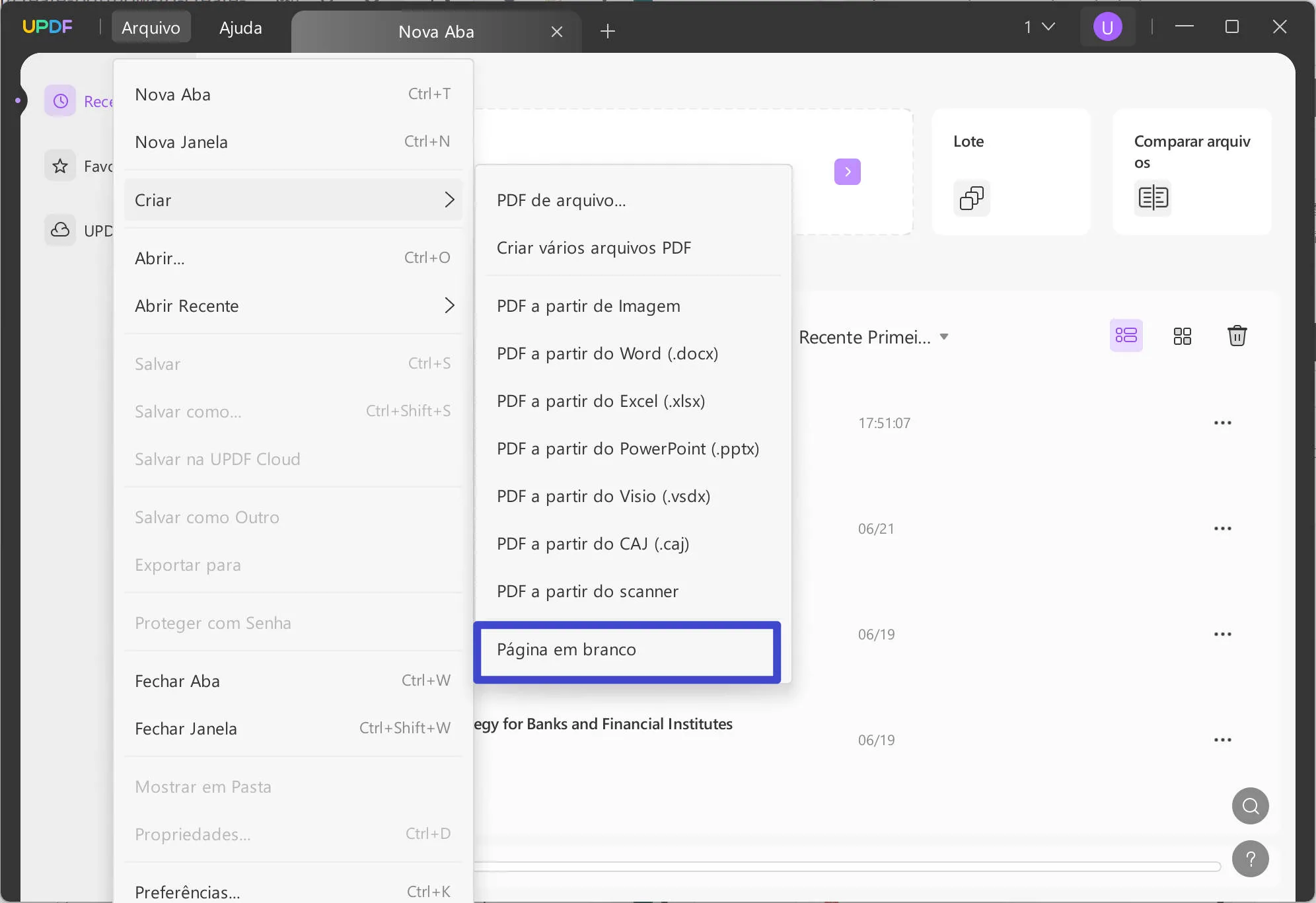 O formulário xfa não pode ser editado, crie um PDF em branco no menu arquivo