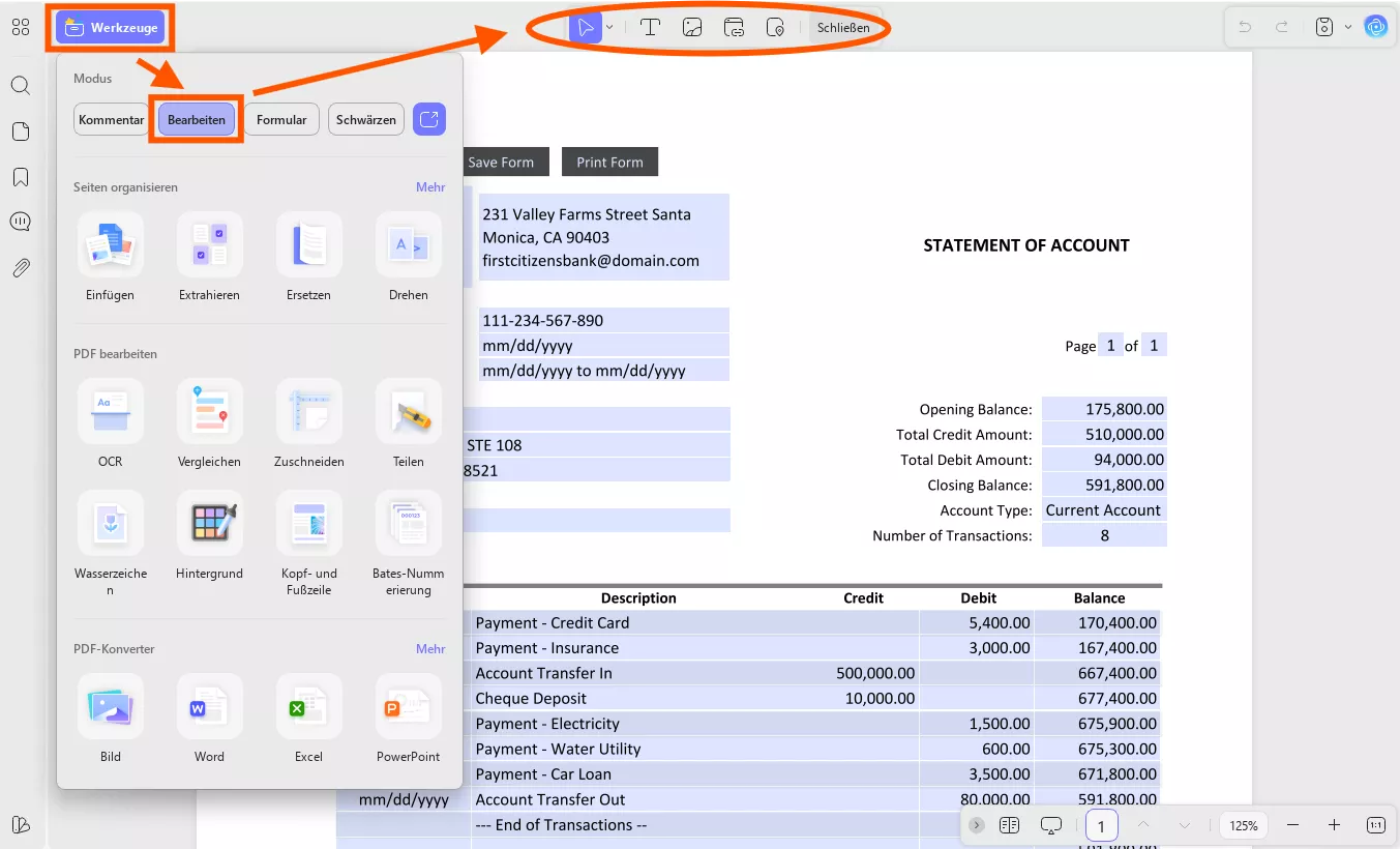 Kontoauszugsgenerator UPDF