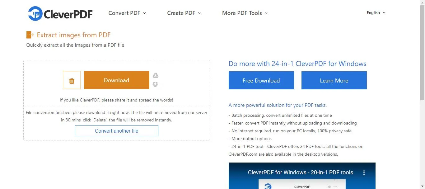 Extract images from PDF online download the images with cleverPDF