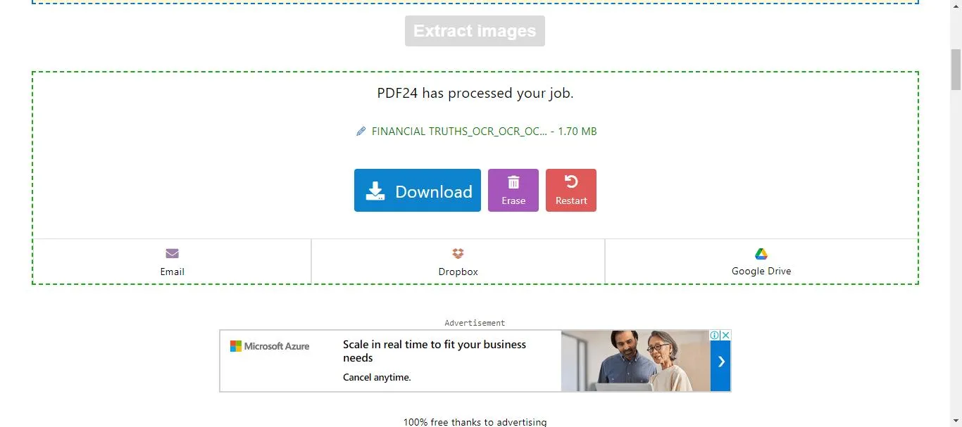 Extract images from PDF online download the images with PDF24 Tools