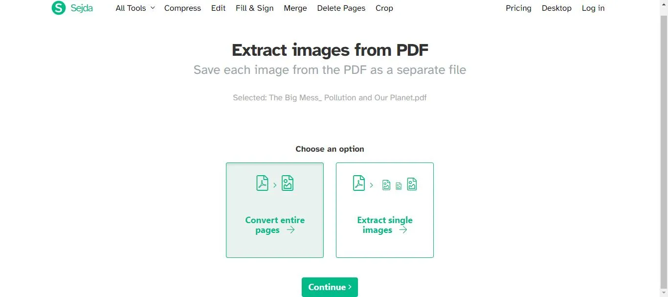 Extract images from PDF online lick extract single images with sejda