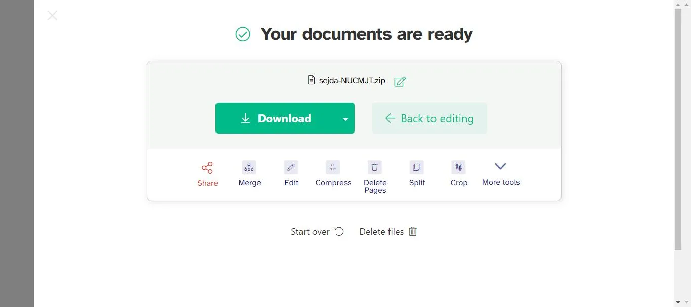 Extract images from PDF online click the download button with sejda
