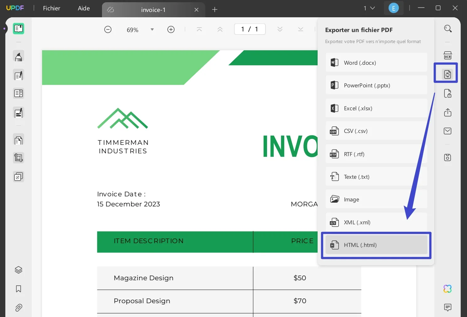 convertir png en html