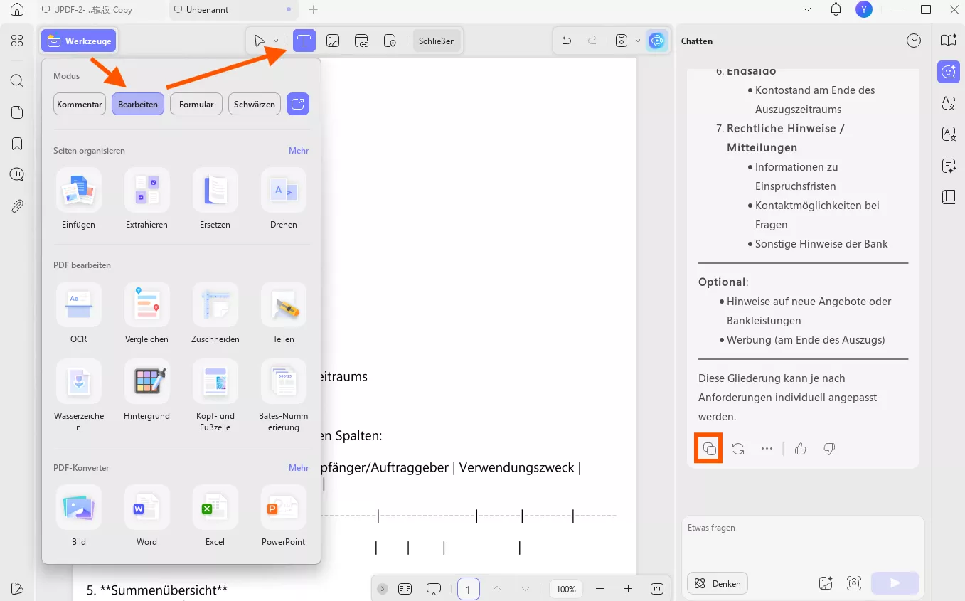 Kontoauszugsgenerator UPDF