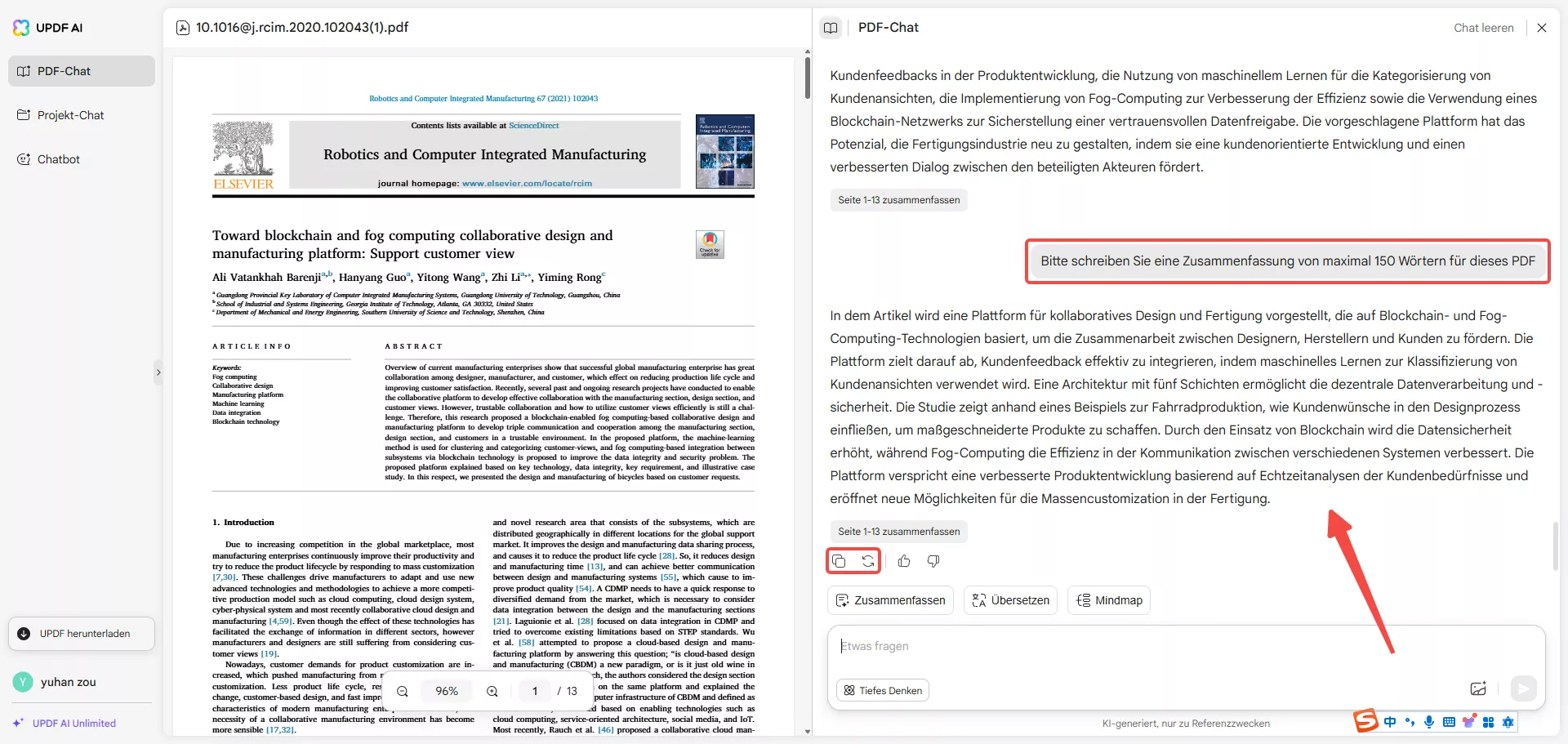 Eingabeaufforderung für Ergebnisse hinzufügen
