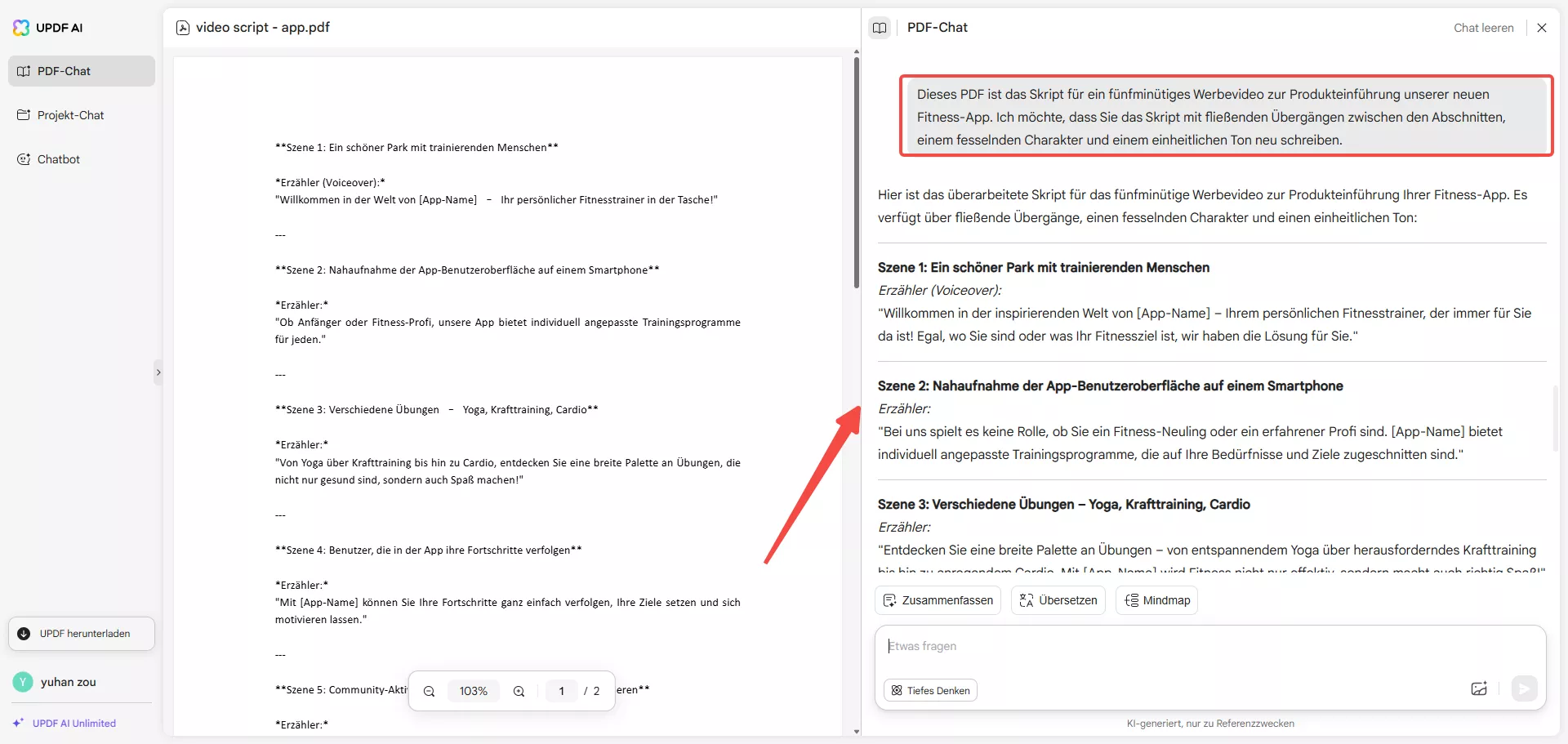 Umschreiben mit UPDF AI online