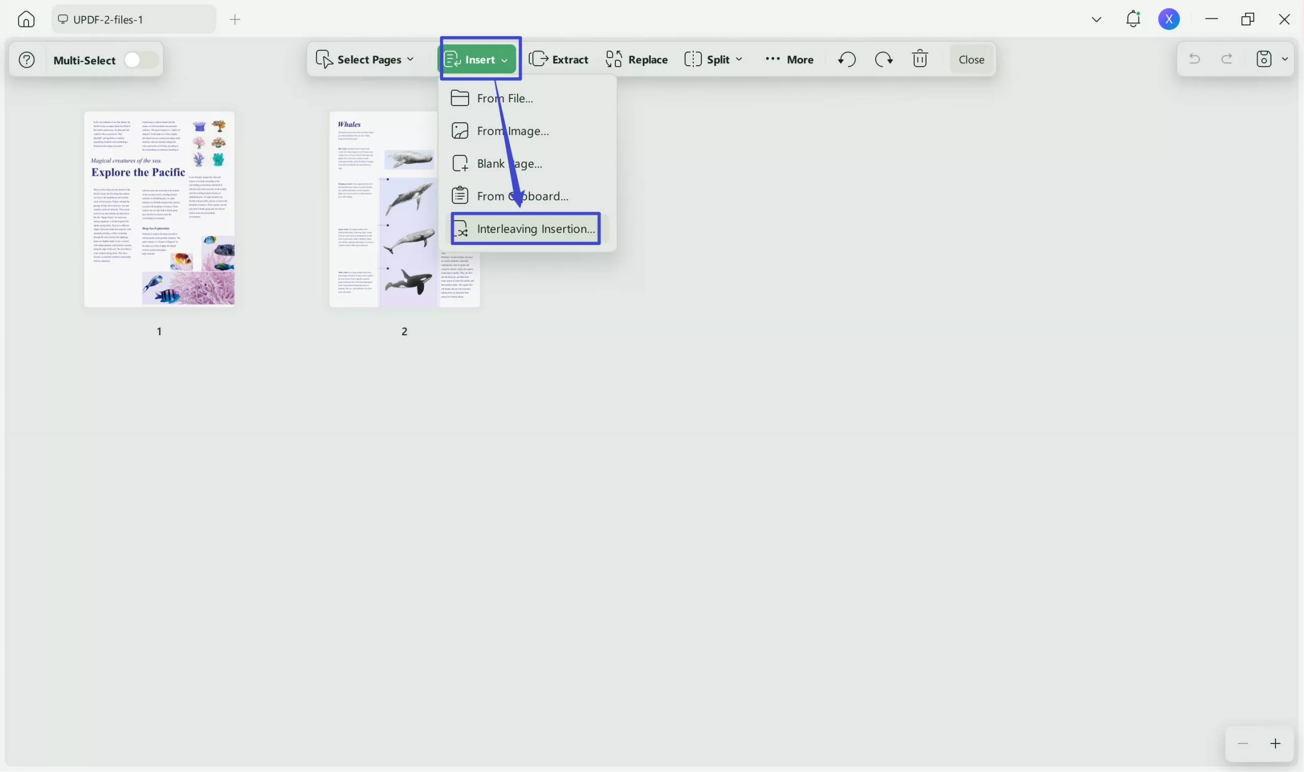 click interleaving insertion.