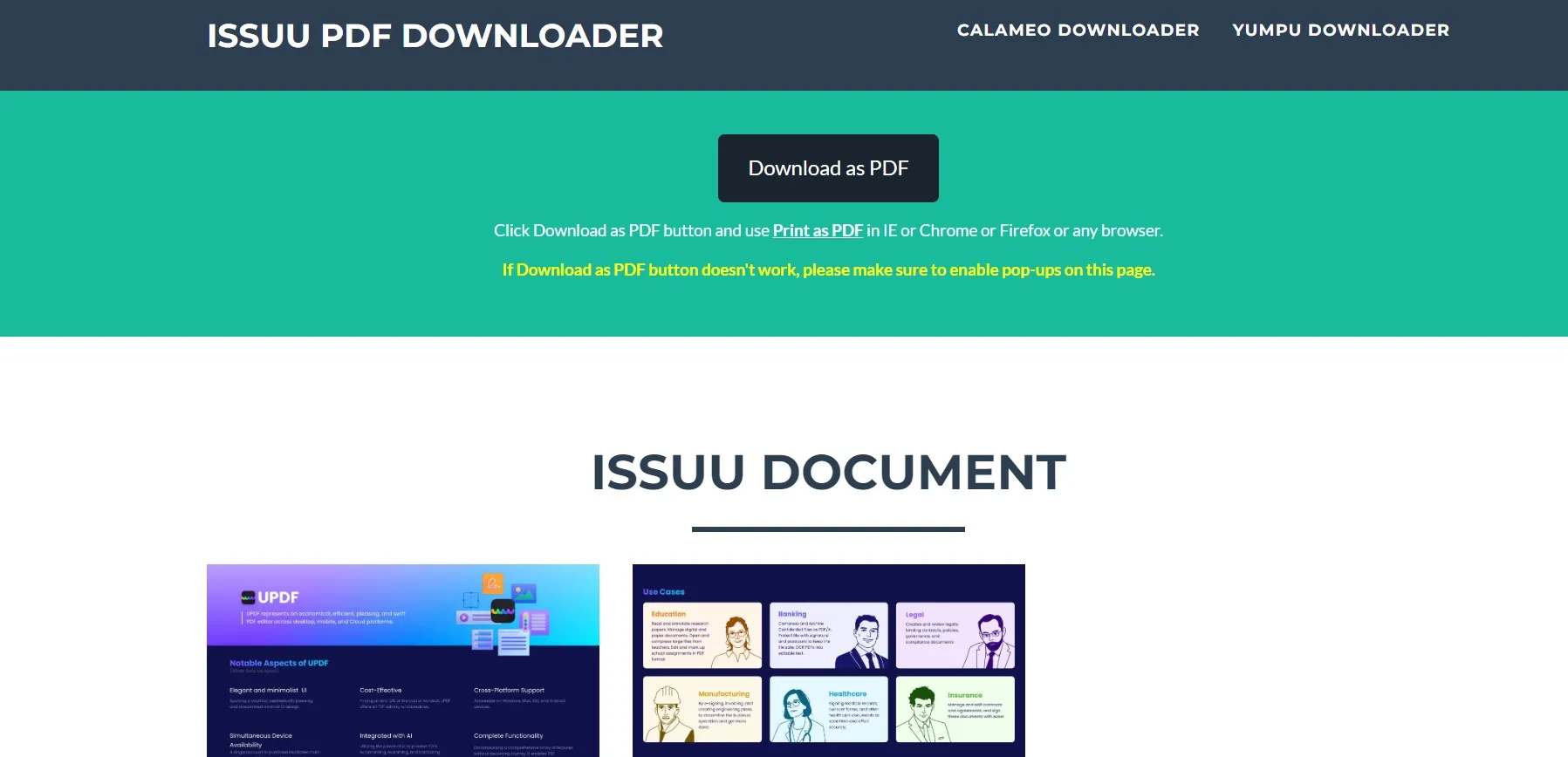 ダウンローダー経由でissuuをpdfに変換する