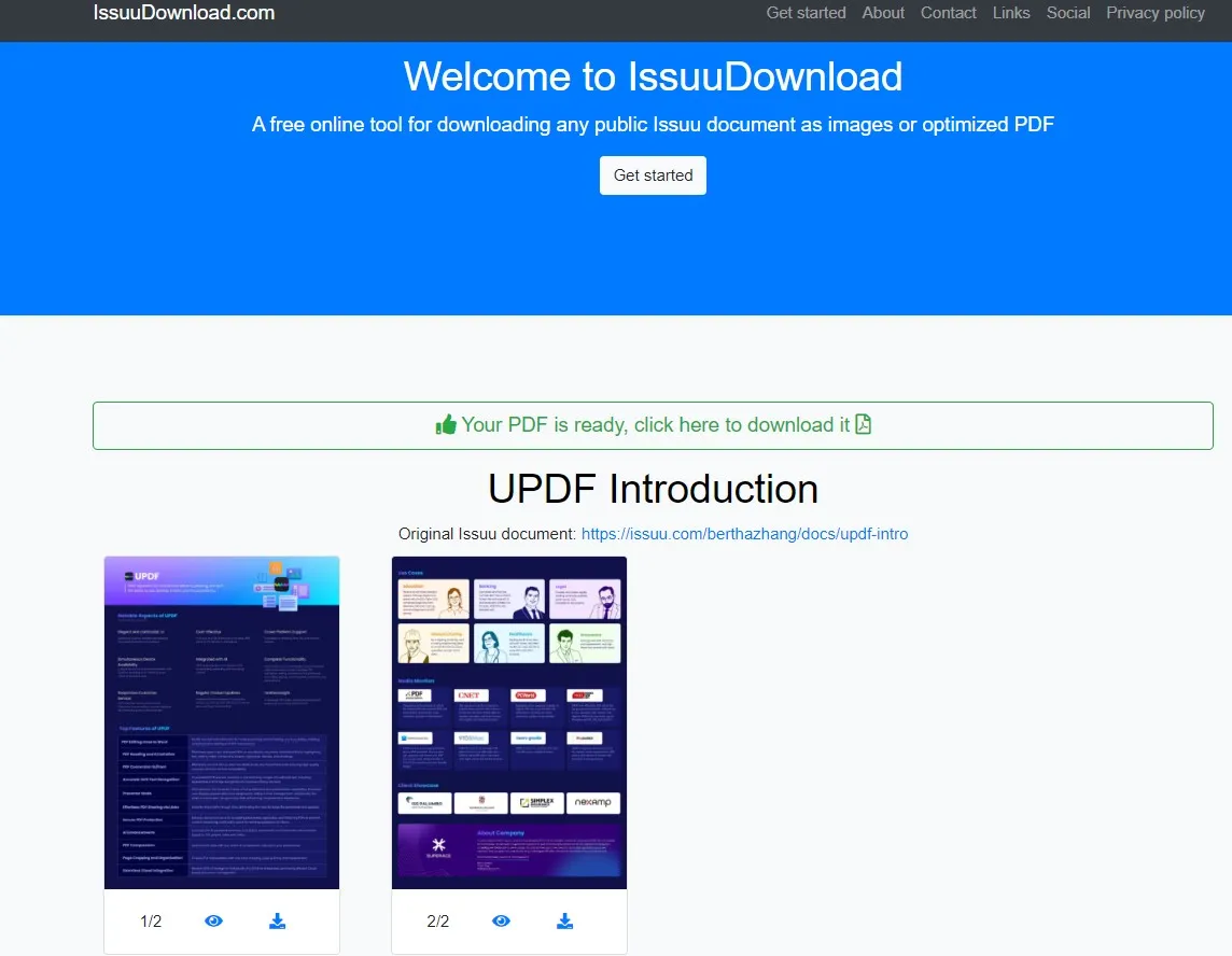 issuu から PDF へ(download.com 経由)