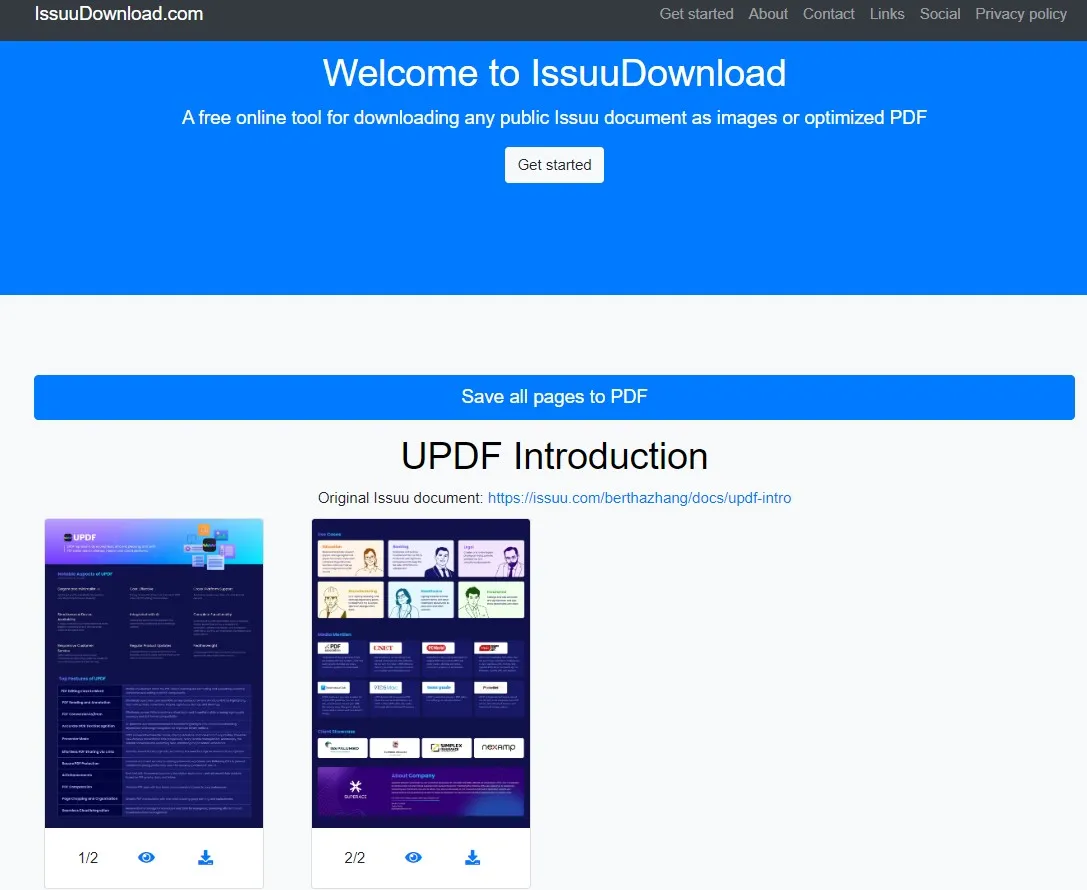 issuu から PDF へ(download.com 経由)