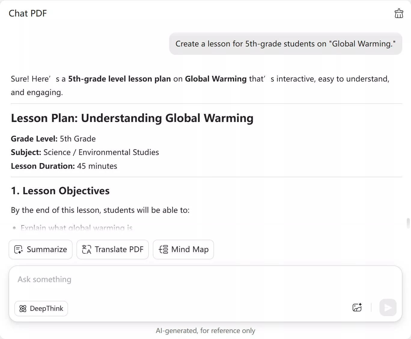 ai lesson plan generator ask the updf's ai assistant to create a lesson
