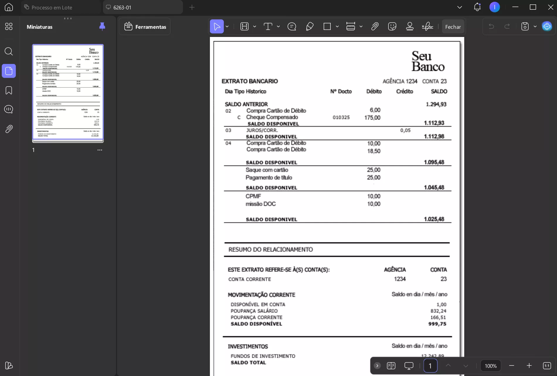 gerador de extrato bancário updf