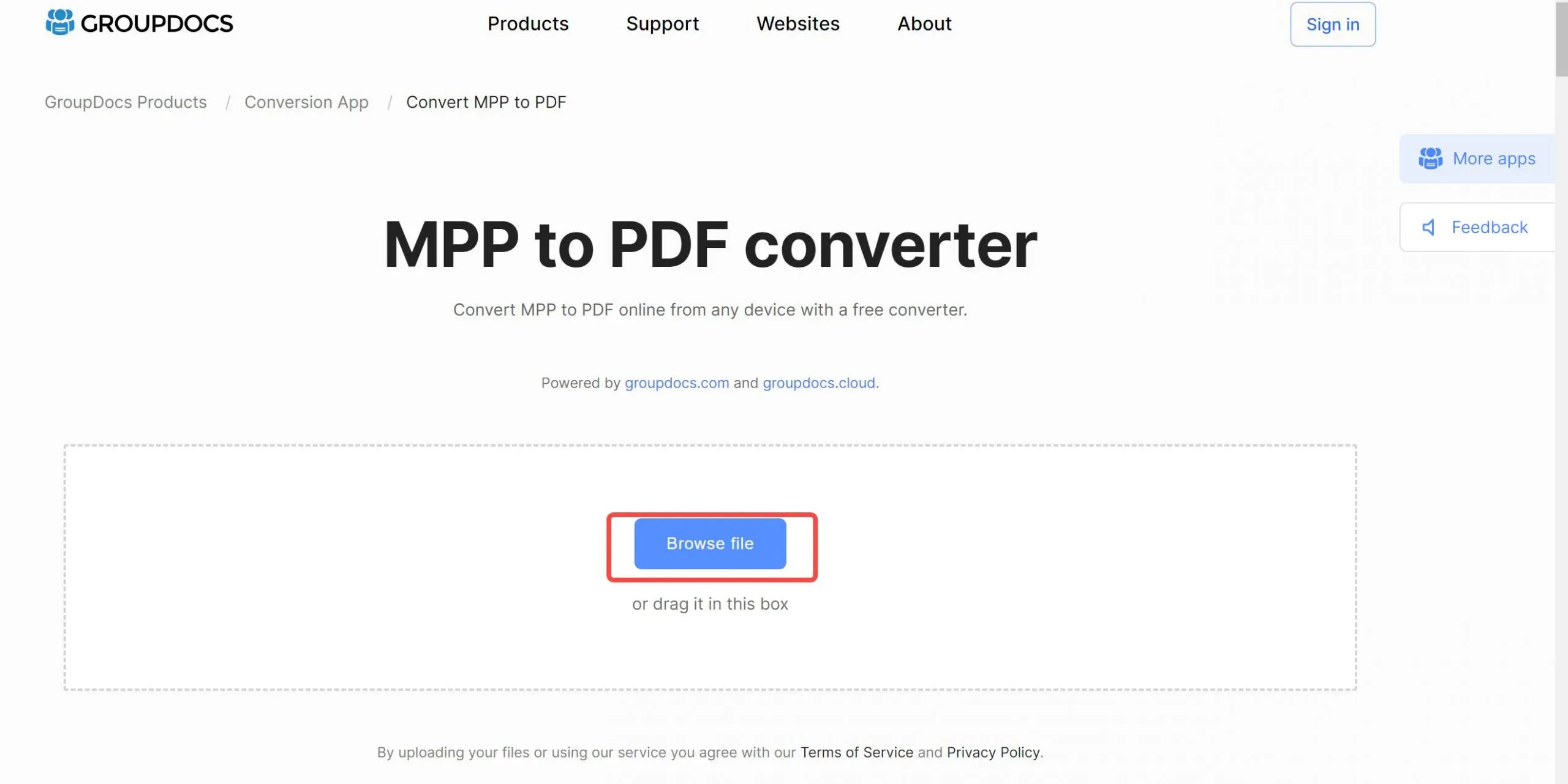 MPP para PDF groupdocs