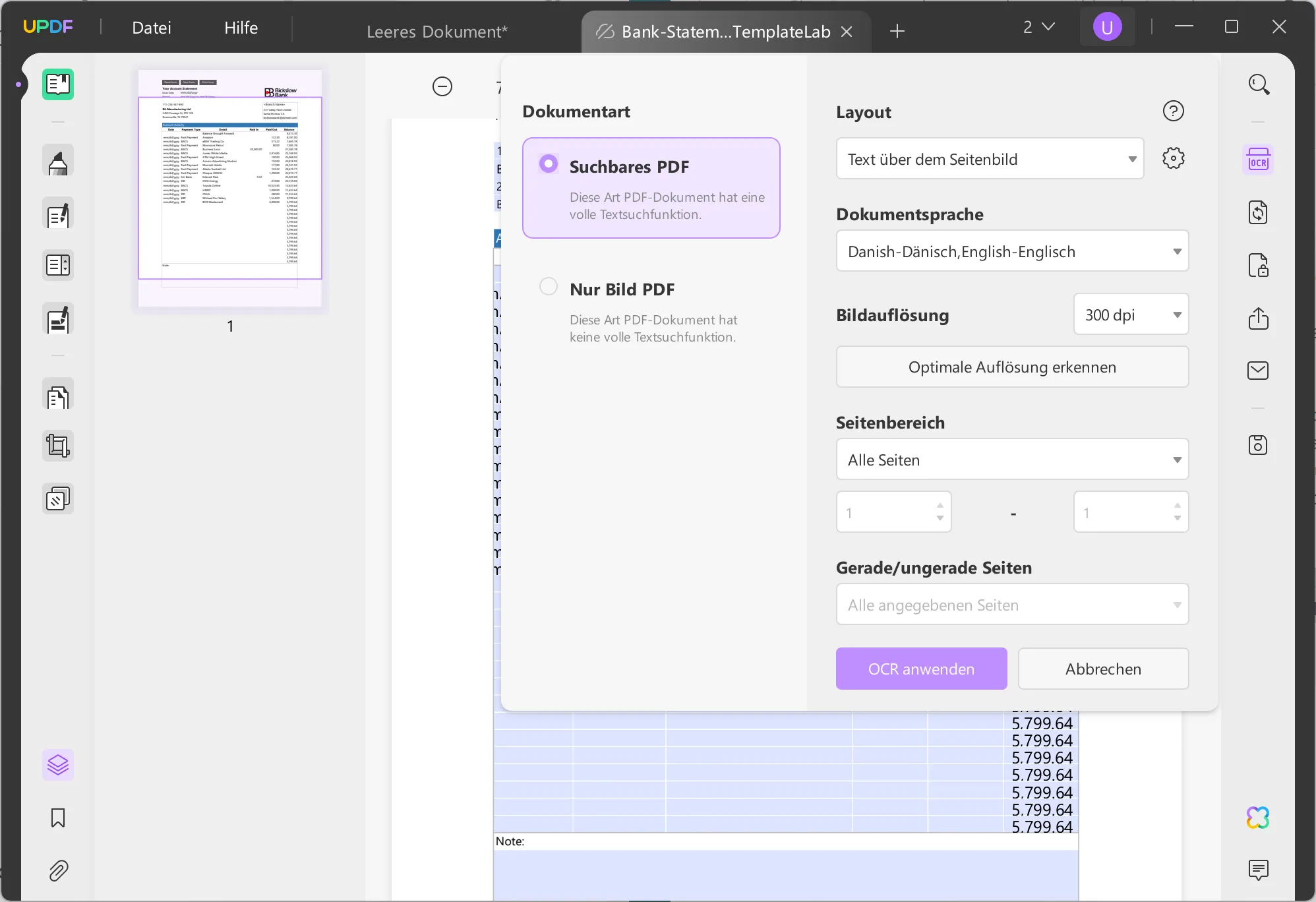 PDF in html5 mit UPDF mit OCR konvertieren