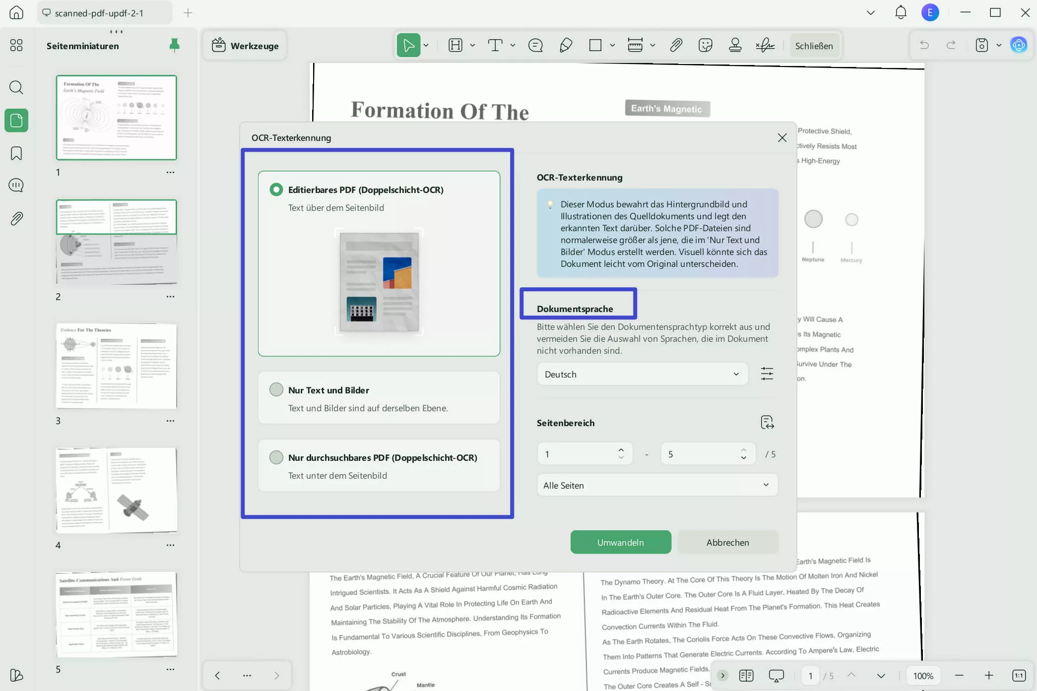 Schritte zum Bearbeiten einer gescannten PDF mit UPDF