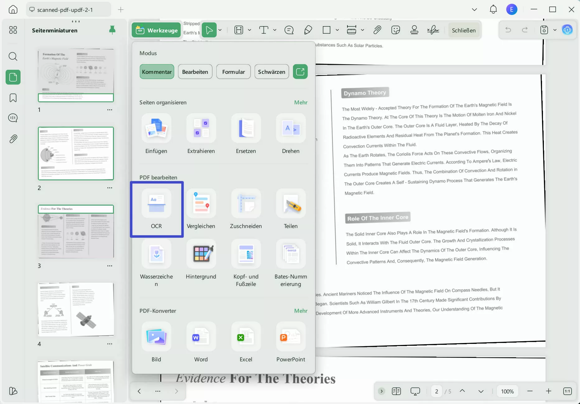 PDF schärfen UPDF Erkennen von Text mit OCR
